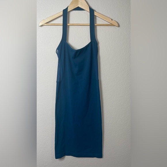 Free People Taking Sides Bodycon Slip Dress Size XS / Small Teal Blue Green NWOT - Picture 8 of 8